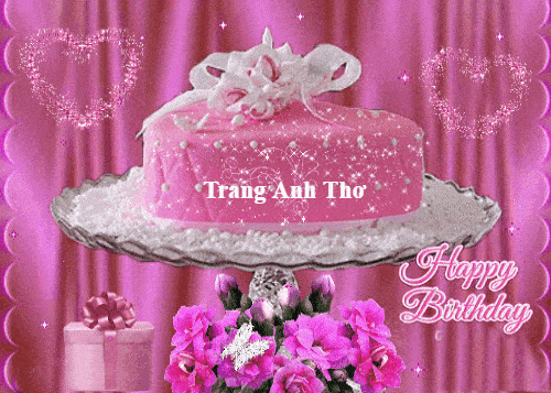 Tạo ảnh động viết chữ lên chiếc bánh màu hồng