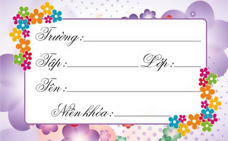 Nhãn vở với Hoa và nền tím đẹp