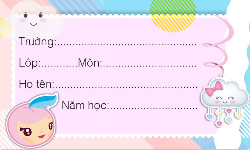 Tạo nhãn vở màu hồng và sticker dễ thương