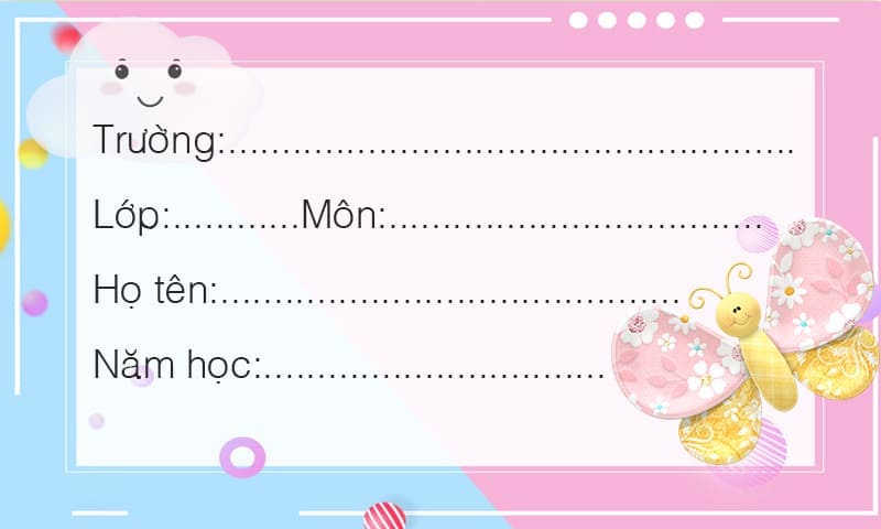 Tạo nhãn vở hình sticker con bướm hoa xinh đẹp