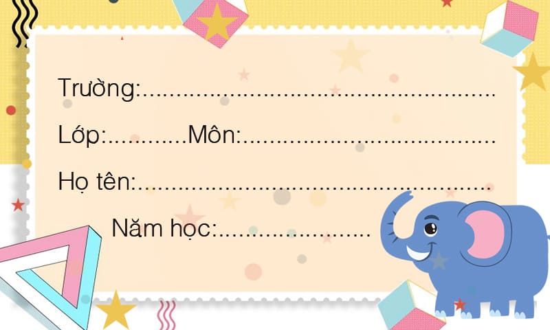 Tạo nhãn vở hình sticker chú voi đáng yêu