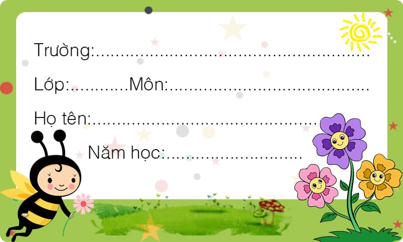 Tạo nhãn vở màu xanh lá cây và con ong chăm chỉ