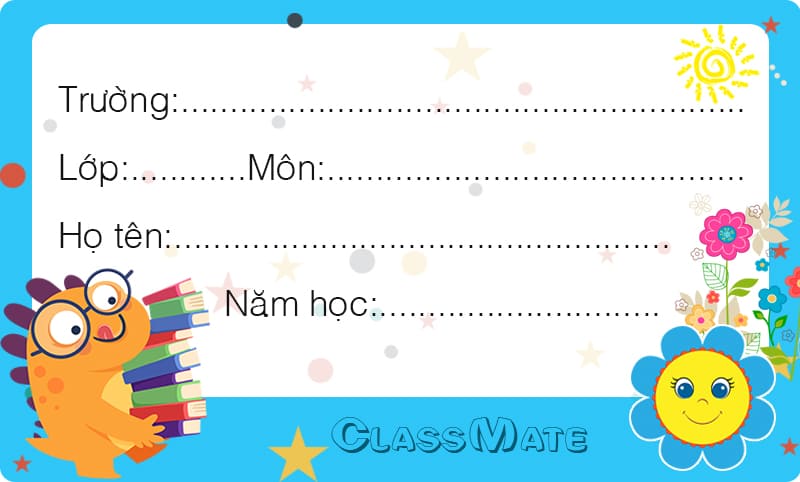 Tạo nhãn vở hình sticker chú khổng long ham học