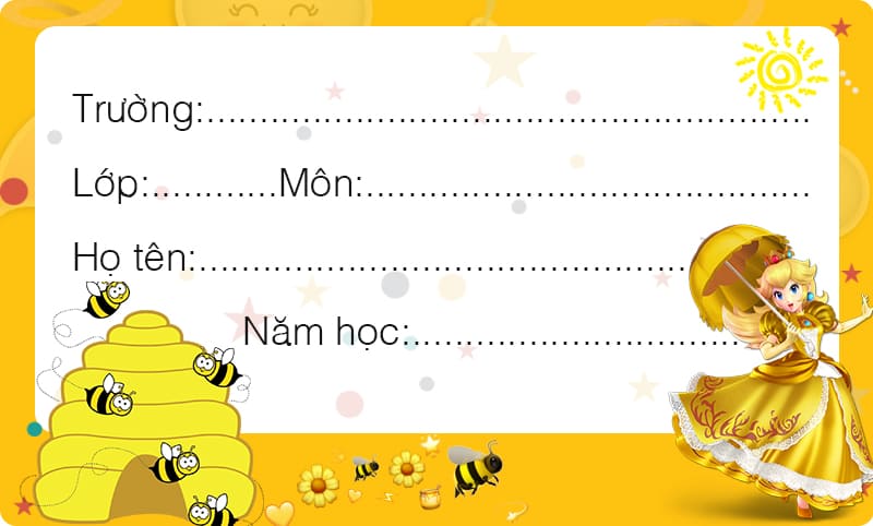 Tạo nhãn vở nàng công chúa xinh đẹp và những chú ong chăm chỉ