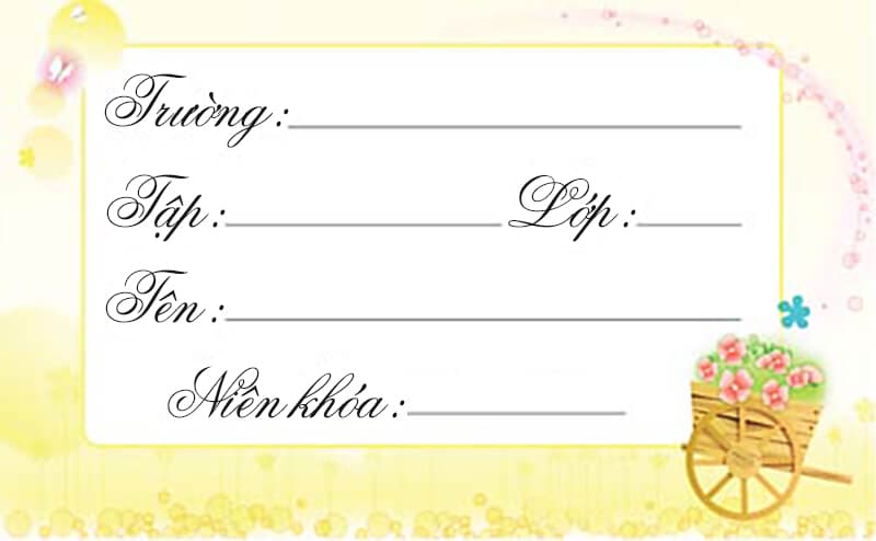 Nhãn vở với khung nền trang trại màu vàng