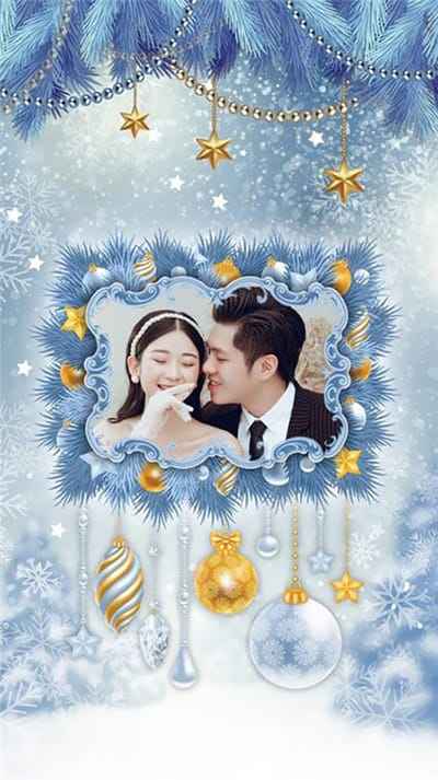 Tạo hình nền điện thoại đón giáng sinh với cây thông noel và hoa tuyết