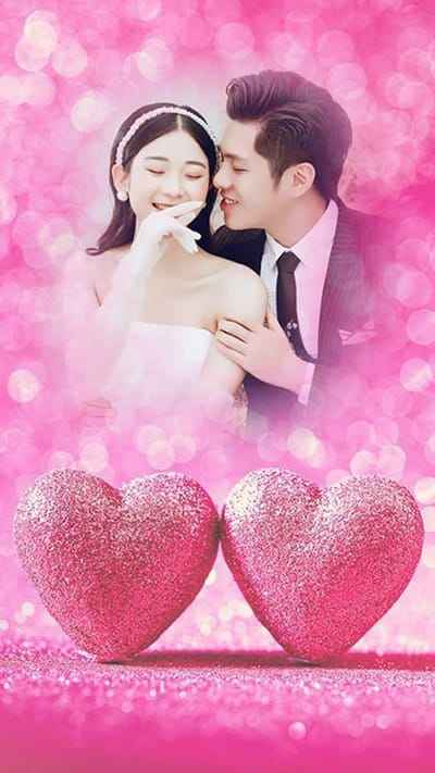 Tạo hình nền điện thoại với đôi trái tim hồng tuyệt đẹp