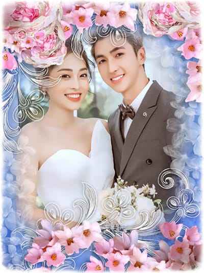 Tạo ảnh online với khung ảnh sắc hoa màu hồng kết hợp hiệu ứng nghệ thuật tuyệt đẹp