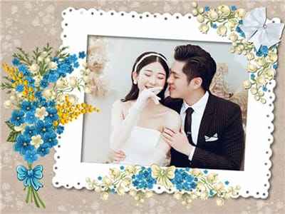 Ghép ảnh vào khung ảnh vẽ hoa mắt xanh kết hợp những chiếc nơ đẹp