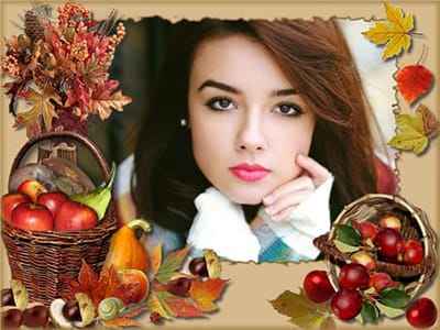 Tạo ảnh đẹp online với giỏ táo đỏ kết hợp hoa lá nghệ thuật