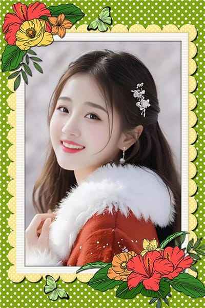 Tạo ảnh online với những bông hoa dâm bụt kết hợp nền xanh nghệ thuật