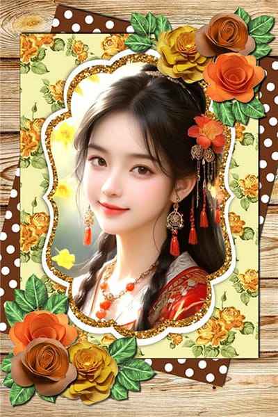 Ghép ảnh online với những bông hoa trang trí đẹp kết hợp những chấm tròn nghệ thuật