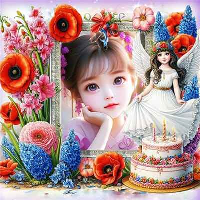 Tạo Ảnh Chúc Mừng Sinh Nhật Với Những Bông Hoa Hồng Tươi Thắm Cùng Thiên Thần Mang Tới May Mắn Và Bình An