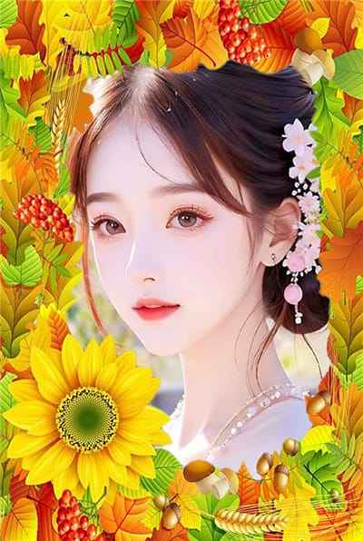 Tạo ảnh online với những chùm quả chín đỏ mọng kết hợp bông hoa vàng rực rỡ