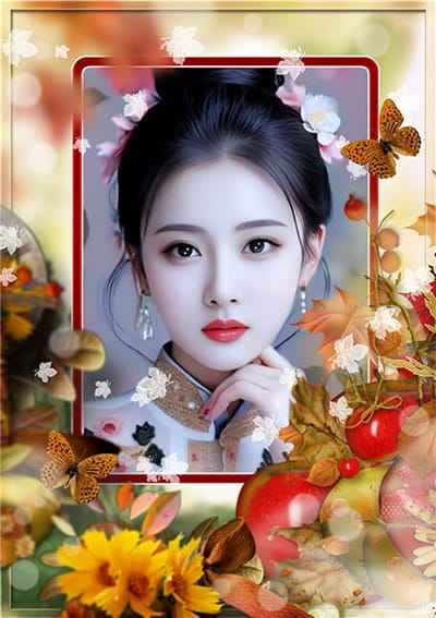 Tạo ảnh đẹp online với những quả chín mọng kết hợp hoa bướm nghệ thuật