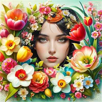 Ghép ảnh online tạo hình gương mặt với ngàn hoa rực rỡ