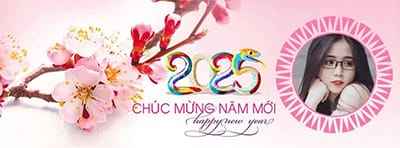 Tạo ảnh ghép hoa đào và dòng chữ 2025 làm ảnh bìa facebook chào đón năm mới