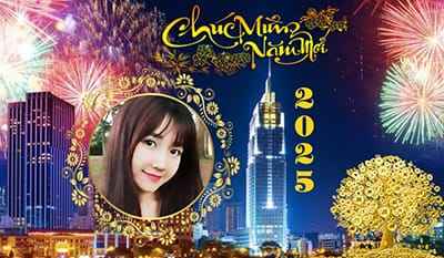 Tạo ảnh ghép với pháo hoa rực rỡ và tòa nhà cáo nhất Việt Nam đón tết 2025