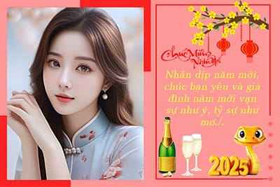 Tạo thiệp ảnh gửi tới bạn bè chào đón năm mới ất tỵ 2025