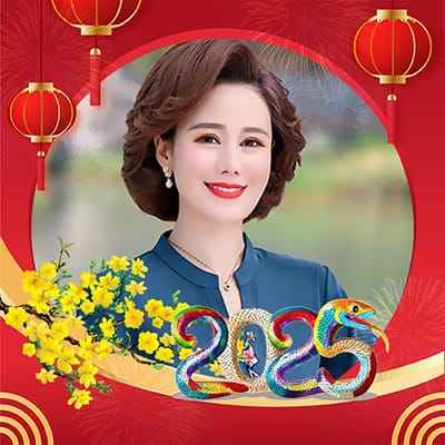 Tạo ảnh ghép avatar hoa mai vàng và những chiếc đèn lồng đỏ đón tết 2025