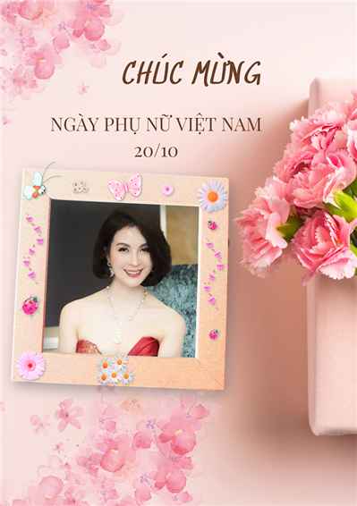 Ghép ảnh vào khung ảnh những cánh hồng kết hợp nghệ thuật chúc mừng ngày 20/10