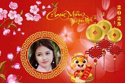 Tạo ảnh ghép với những đồng tiền vàng trên khung ảnh rực rỡ chúc mừng năm mới