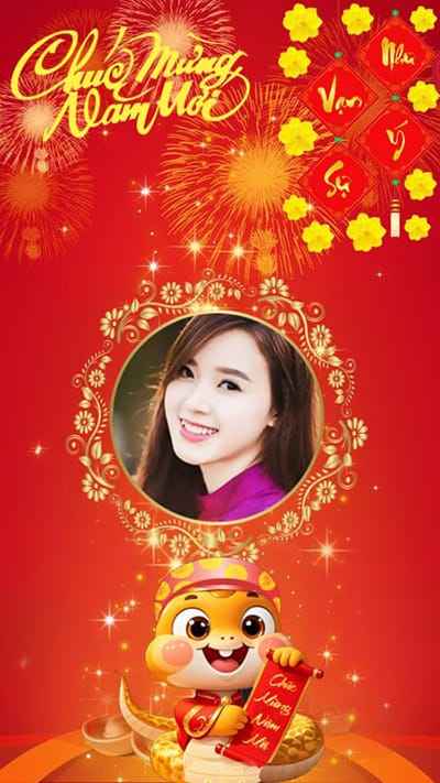 Ghép ảnh tạo hình nền điện thoại với linh vật 2005 cùng màu đỏ rực rỡ