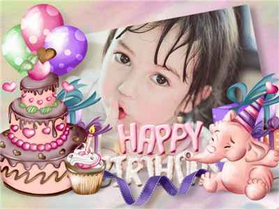 Tạo ảnh đẹp với chú voi con nghộ nghĩnh chúc mừng sinh nhật