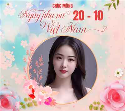 Tạo ảnh thiệp với cành hoa kết hợp vòng tròn nghệ thuật chúc mừng ngày 20/10