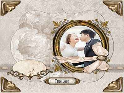 Tạo ảnh cưới với khung ảnh đẹp trang trọng được trang trí bởi ngọc trai và đá quý