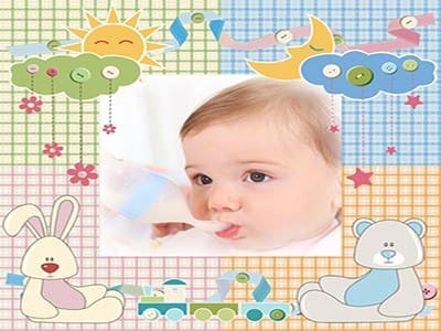 Khung ảnh bé yêu bên tranh thêu