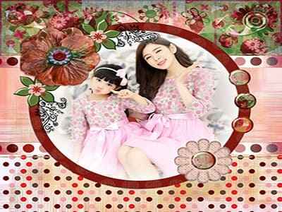 Khung ảnh kỹ thuật số với khung hình tròn kết hợp hoa trang trí đẹp