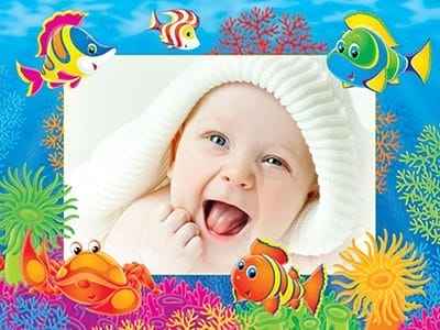 Ghép ảnh vào khung ảnh bé yêu bên cảnh đẹp đại Dương với sắc màu tuyệt đẹp