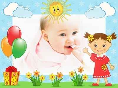 Ghép hình vào khung ảnh mặt trời bé yêu vào những quả bóng bay đẹp mắt