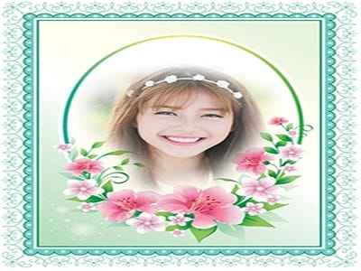 Ghép khung ảnh hoa văn nền xanh ngọc đẹp