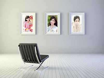 Ghép 3 ảnh vào khung ảnh chân dung gia đình treo tường