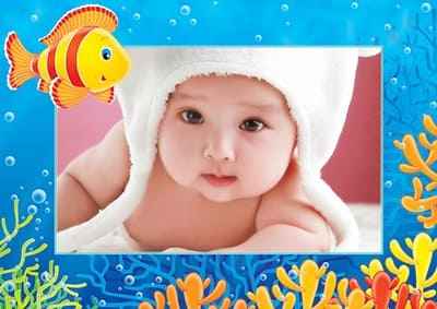 Tạo ảnh online với khung ảnh bé yêu bên Cá và Rong biển