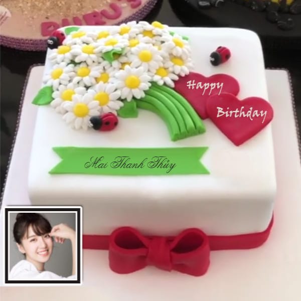 Ghép ảnh và viết chữ lên bánh gato trang trí tuyệt đẹp chúc mừng sinh