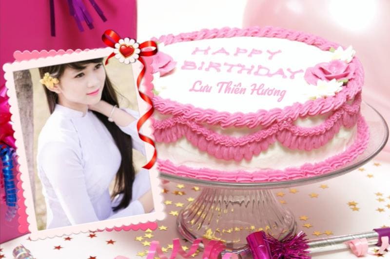 Khung ảnh ghép hình và viết tên lên bánh chúc mừng sinh nhật