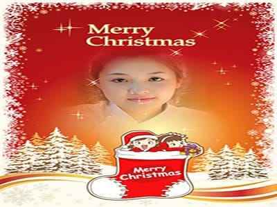 Khung ảnh chiếc ủng tình yêu chúc mừng giáng sinh