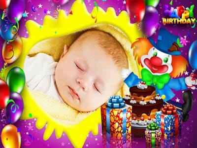 Khung ảnh chúc mừng sinh nhật với những gói quà nhiều màu sắc