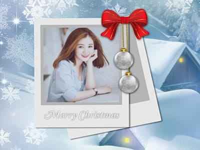 Khung ảnh hoa tuyết chúc mừng giáng sinh
