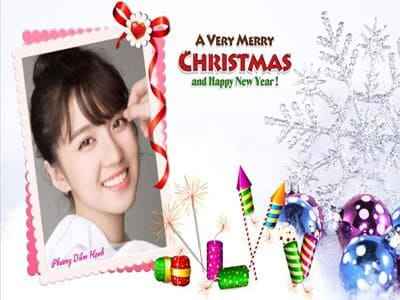 Ghép ảnh với cây hoa tuyêt cùng với những cây pháo chúc mừng giáng sinh