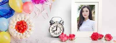 Tạo ảnh bìa facebook với chiếc đồng hồ kết hợp hoa hồng đẹp