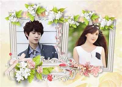 Tạo ảnh đôi với khung ảnh họa tiết hoa văn kỷ niệm ngày cưới đẹp