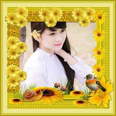 Khung ảnh nền hoa đẹp phối cảnh vàng rực rỡ