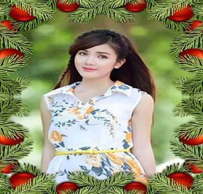 Khung ảnh họa tiết cây thông noel đẹp