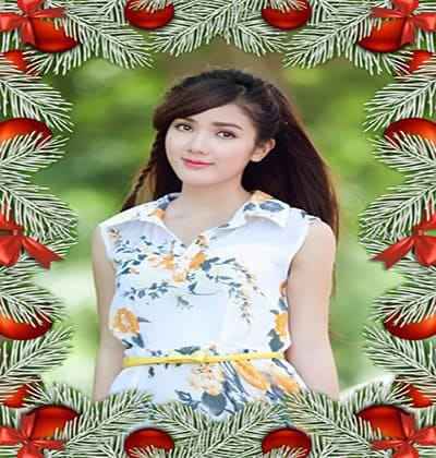 Khung ảnh họa tiết cây thông màu bạc