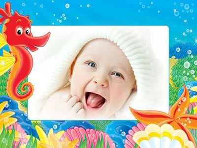 Khung ảnh phối cảnh cá ngựa vá sao biển đẹp