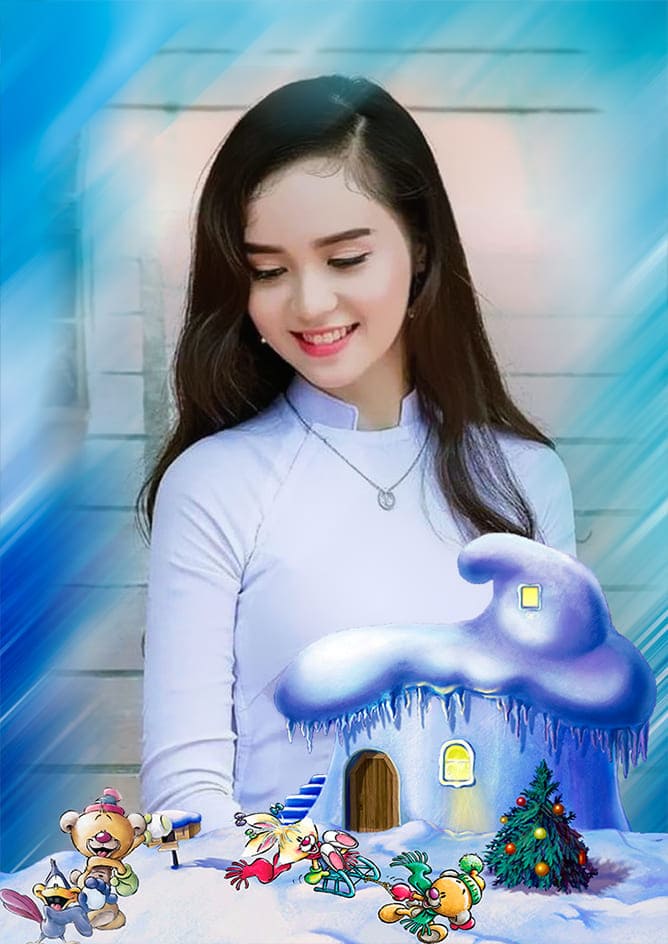 Ghép ảnh vào khung ảnh ngôi nhà của bảy chú lùn